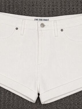 We The Free White Denim Roll-Cuff Women's Shorts